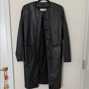 Hugo Buscati Black Leather Trench Coat